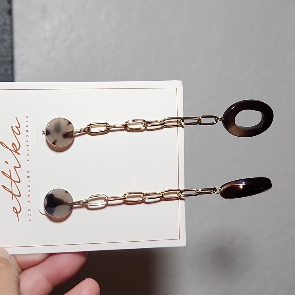 ETTIKA Goldtone Chain Round Dangle Costume Jewelry Pierced Earrings